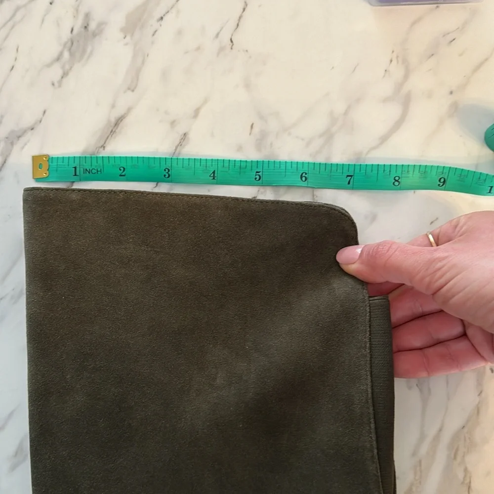 Aldo Over the Knee High Heel Boots Dark Green Suede - Picture 7 of 11